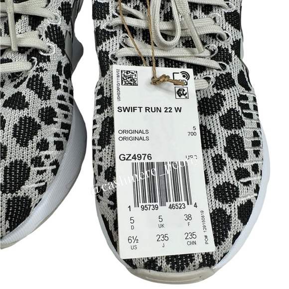 Adidas Swift Run 22 Leopard Cheetah Print Black White Running Shoes Size 6.5 - Picture 8 of 8